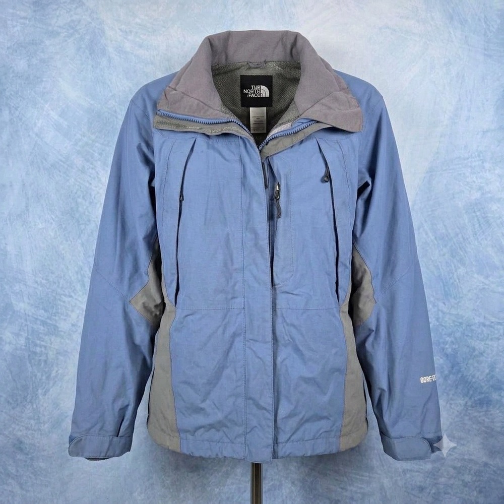 The North Face Gore-Tex Jacket Womens Small Blue Grey Mountain Parka Shell